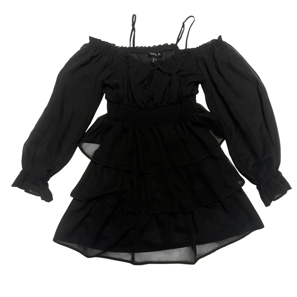 NEW! Arden B Black Chiffon Tiered Ruffle Mini Dress Size Small NWT